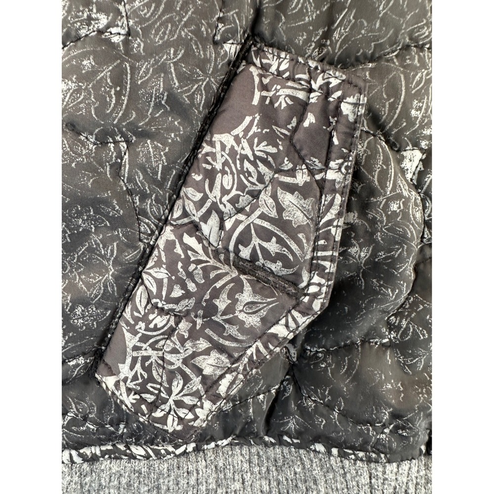 Empyre Reversible Quilted Hooded Vest Large Lambswool Grey Faux Fur Trim Boho - Picture 10 of 16